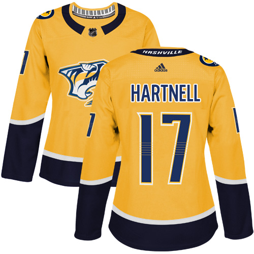 Adidas Nashville Predators 17 Scott Hartnell Yellow Home Authentic Women Stitched NHL Jersey